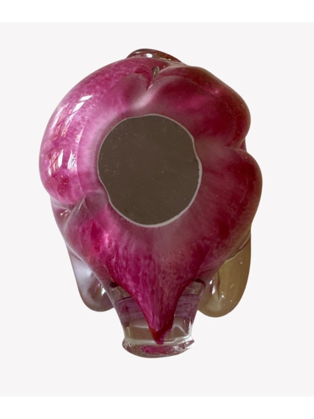 Handcrafted Blown Art Glass Pink Pig Figurine Paperweight With Black Eyes - Picture 7 of 7